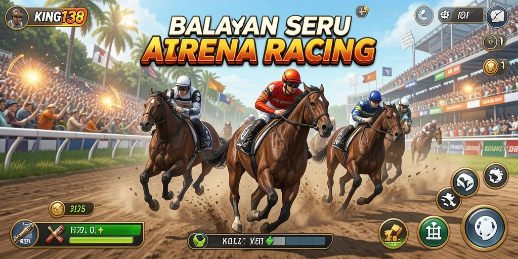 Screenshot KING138 menunjukkan aksi balapan yang mendebarkan dan cepat.