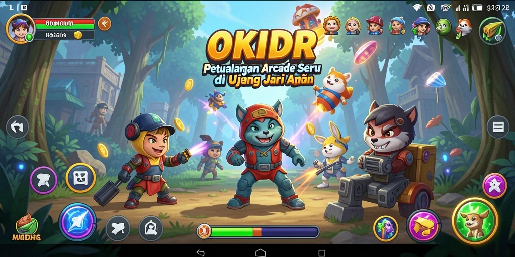 Screenshot gameplay menampilkan aksi seru dalam OKIDR.