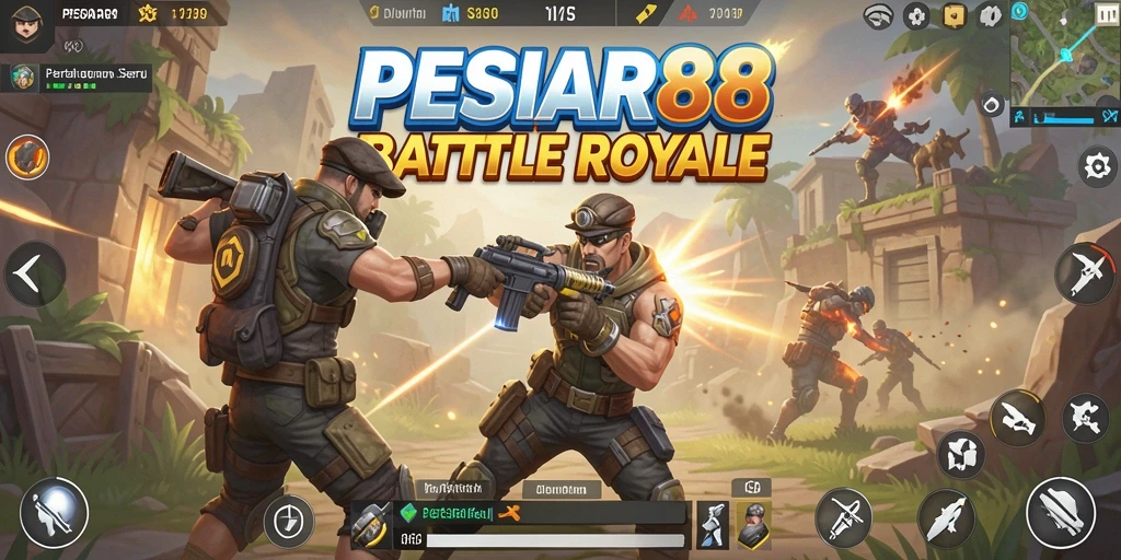 Gameplay seru PESIAR88 dalam medan pertempuran Battle Royale.