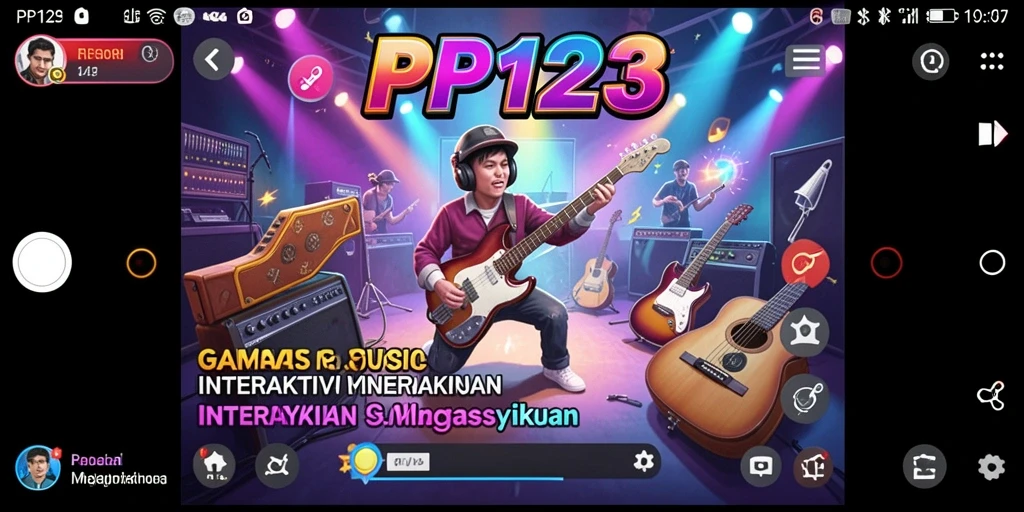 Tampakan gameplay PP123 dengan berbagai tantangan musik yang menarik.